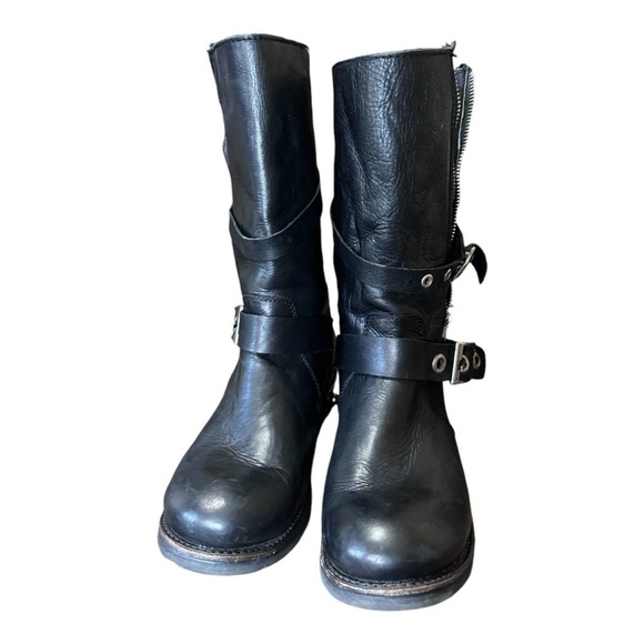 Zigi Girl Tangle Black Leather Heavy Metal Motorcycle Boots - Picture 7 of 9